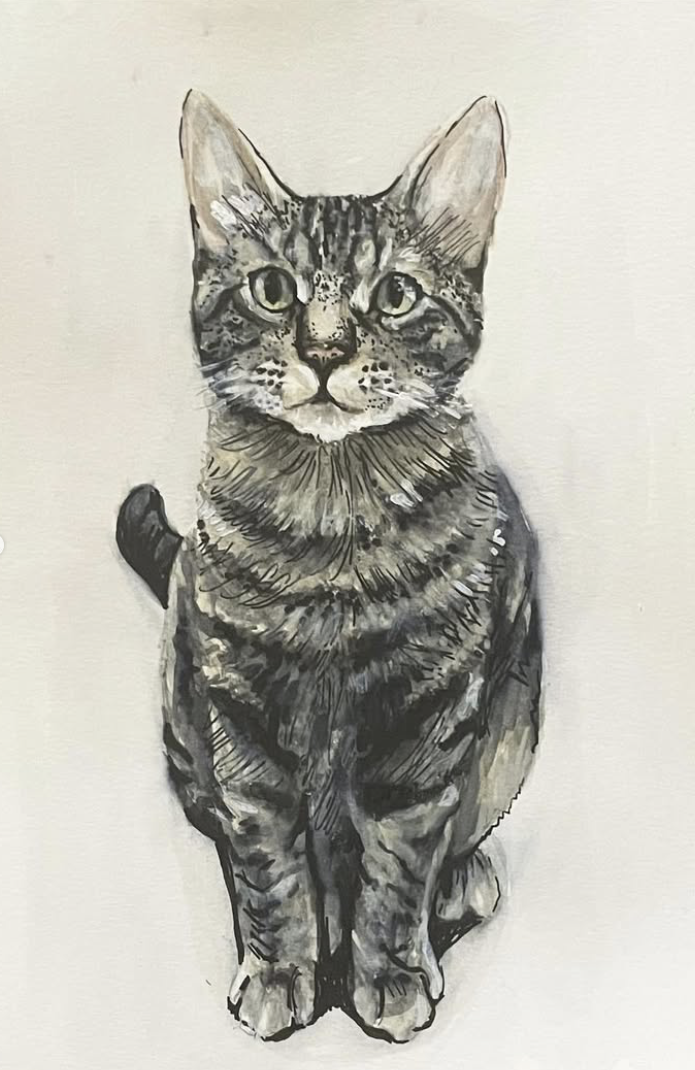 Watercolor portrait of a cat